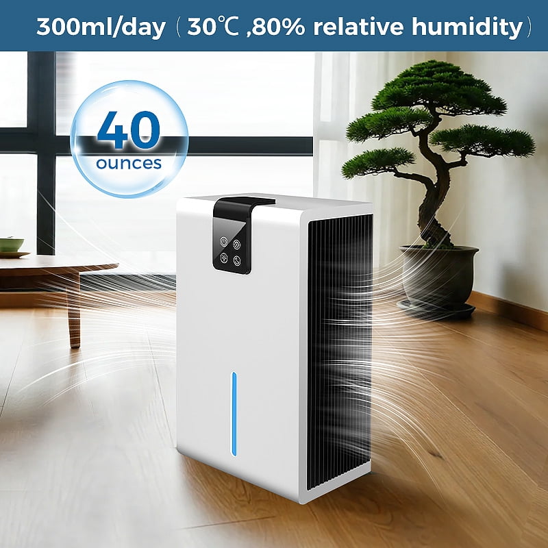 Portable Dehumidifier, 2.8L Water Tank, 3-in-1 Dehumidifier with Air Purifier & Dryer Function, 90W Ultra-Quiet Dehumidifier for Home Bedroom Bathroom, White