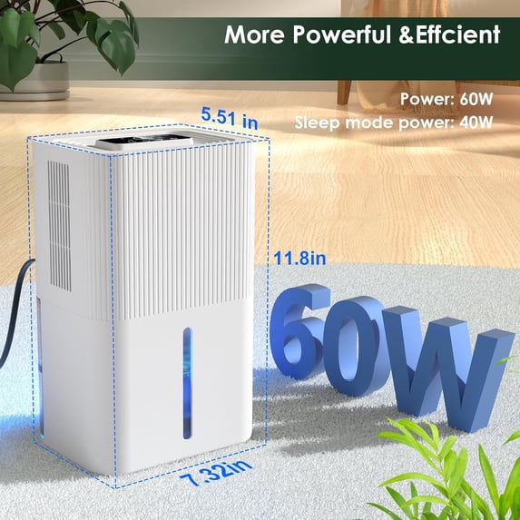 Portable Dehumidifier for Small Room, Bathroom & Closet | 91 OZ | Compact Quiet Dehumidifier for RV, Bedroom (No Basements) | Auto Shut-