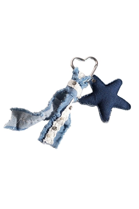 Portable Denims Starfishes Shaped Keychain Decoration For Car Keys Gift Giving Handmade Designs
