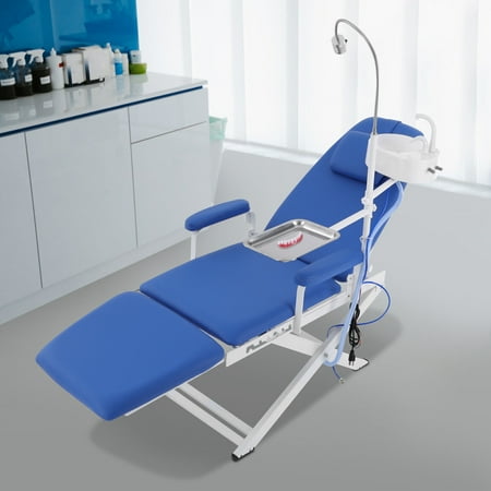 Portable Dental Chair Folding Mobile Chair Tilt Bed with LED Light & Waste Basin