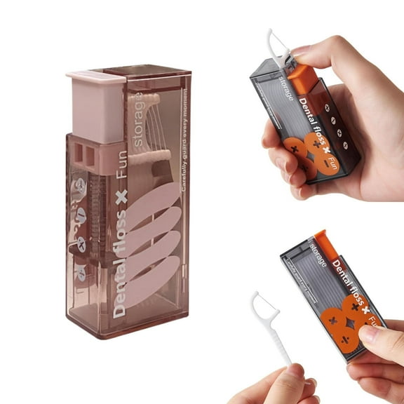 Portable Dental Floss Case Automatic Dental Floss Pick Organizer Case,Refillable Floss Pick Dispenser & Floss Pick Dispenser, Portable Travel Toothpick Holder, Flosser Holder Container 0.98x1.41x3.34