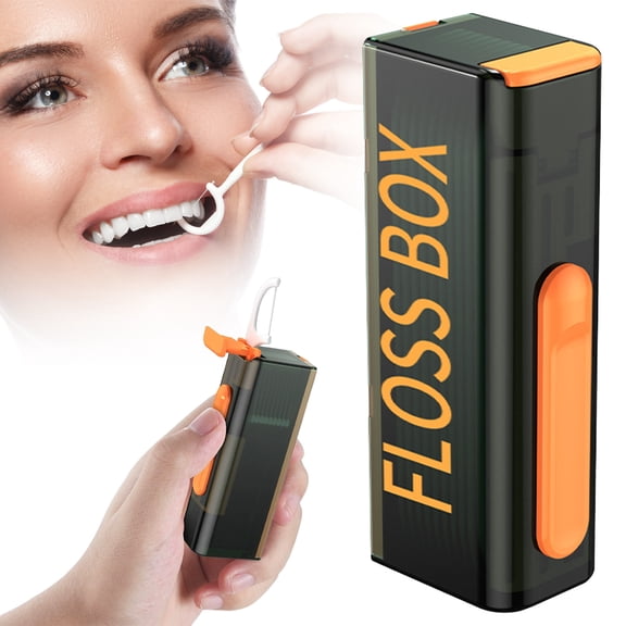 Portable Dental Floss Pick Dispenser, Refillable Hygienic Floss Holder with Auto Pop-Up,3.23"×1.26",1PC