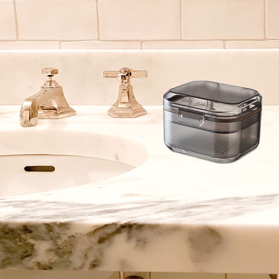 Portable Denture Case | 3-Layer Denture Cup with Filter for Soaking & Cleaning | Retainer, Mouth Guard, Braces, Aligner Travel Storage Container for Home, Travel, and Daily Use