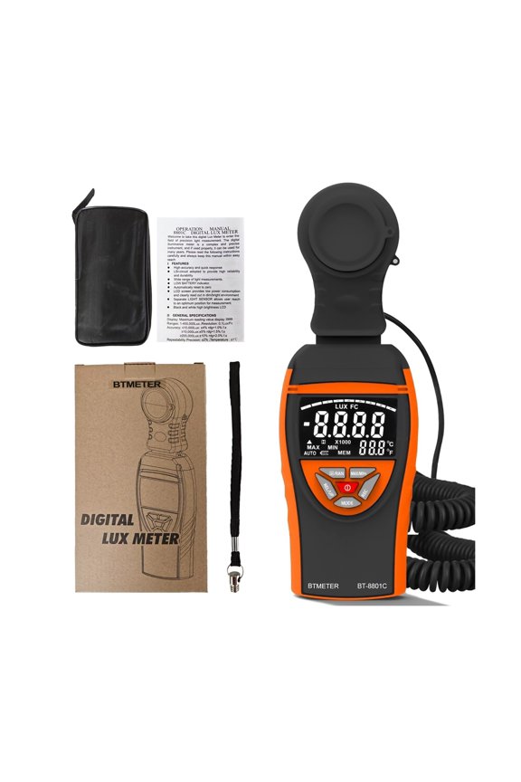 Portable Design Digital Illuminance Meter, Measurement Range 1400,000 Lux, Photometers Tester, Plant Growth Light Monitoring ,High Precision