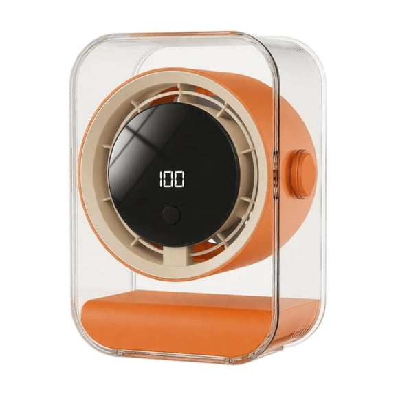 Portable Desk Fan Rechargeable Orange 4 Inch Compact Personal Table Fan with Digital Display Adjustable Wind Speed Quiet Cooling for Home Office Travel Bedroom 1 Pack