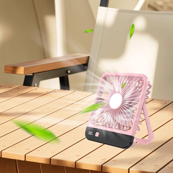 Portable Desk Fan,Ultra-Thin Rechargeable Battery Operated Fan with Digital Display,Super Endurance,1800mAh Large Capacity,Quiet Personal Fans for Office, Cruise, Travel(Pink)