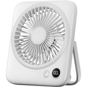 Portable Desk Fan, Ultra-Thin Rechargeable Battery Operated Mini Fan with Digital Display, Quiet 4-Speed Small Personal Travel Fans for Office, Bedroom, Cruise, Outdoor