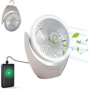 Portable Desk Fan with LED Lights,  Table Fan with Hook, 3 Speeds Small Desk Fan Mini Fans for Tents, Camping, Travel, Outdoor Fan