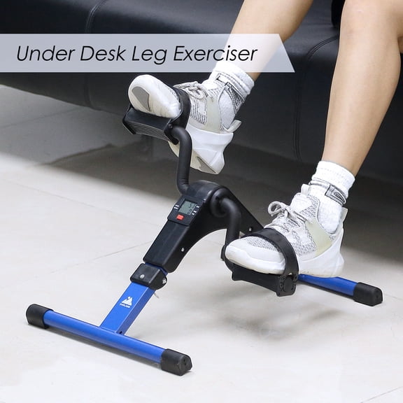 Portable Under Desk Foldable Pedal Exerciser, Adjustable Resistance Mini Cycle Peddler for Arm & Leg Workout, Compact Indoor Exercise Equipment for Home Office Fitness Training