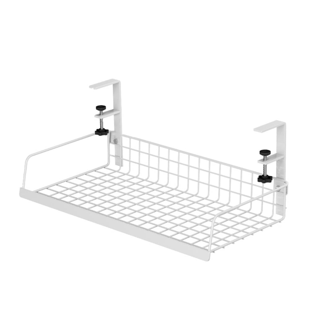 Under Desk Computer Baskets Portable Desk Organizers Basket Undertable Storage Rack Metal Cable ...