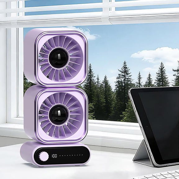 Portable Desktop Circulating Fan with Digital Display, USB Charging Mini Fan, Silent Quiet Operation Adjustable Speeds, Lightweight Personal Fan, for Home Office Bedroom Travel Outdoor Use