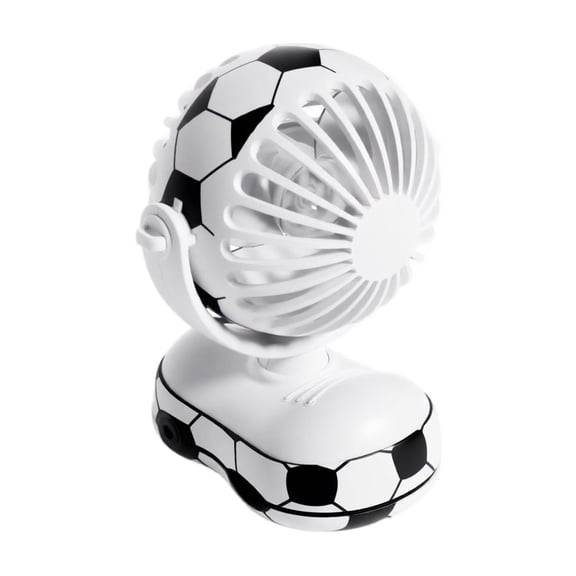 Portable Desktop Clip Fan with 2500mAh Large Capacity Battery Rechargeable 25 to 10 Hours Runtime Three Speed Adjustable USB Powered Table Fan for Outdoor and Indoor Use Soccer Pattern Design