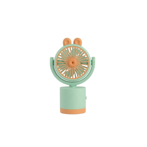 Portable Desktop Fan Cute Bunny Shaped Personal Fan Rechargeable USB Powered with Oscillating Base and Adjustable for Home Desk Dormitory Summer Gift, Light Green