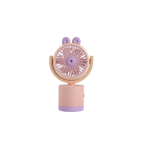 Portable Desktop Fan Cute Bunny Shaped Personal Fan Rechargeable USB Powered with Oscillating Base and Adjustable for Home Desk Dormitory Summer Gift, Pink