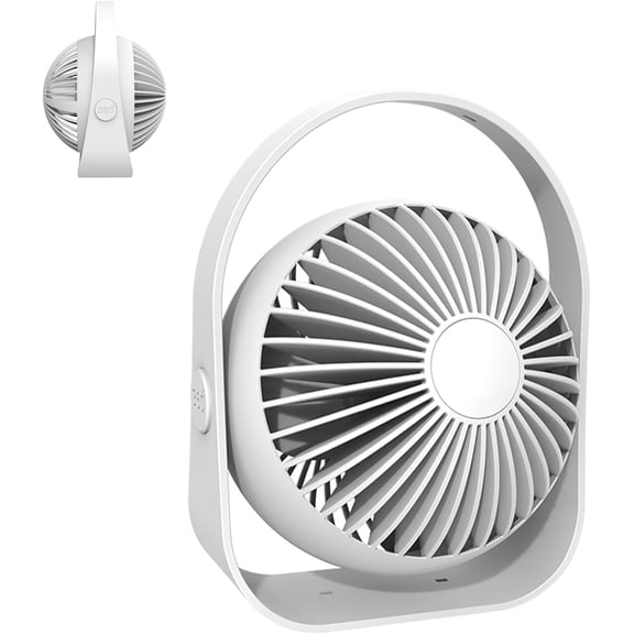Portable Desktop Fan with Powerful Wind Sensation - 3 Speed Settings, 360° Adjustable, Low Noise, USB Plug-In, and Carrying Handle,Desk Fan for Cooling Home Dorm Office Bedroom Bathroom Kitchen