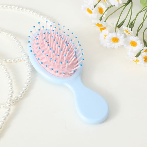 Portable Detangling Hair Brush Soft Round Bristles Non Slip Handle Travel Pocket Hair Comb for Wet Dry All Hair Types Scalp Massage