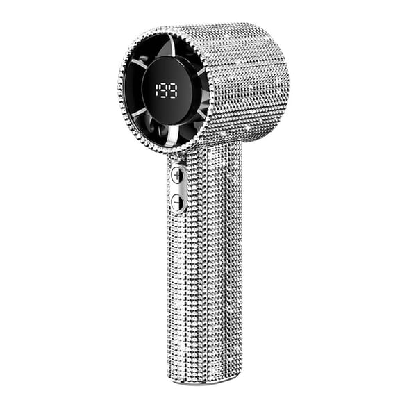 Portable Diamond Handheld Fan with LED Display, 199 Speeds, USB Rechargeable Quiet Desk Fan