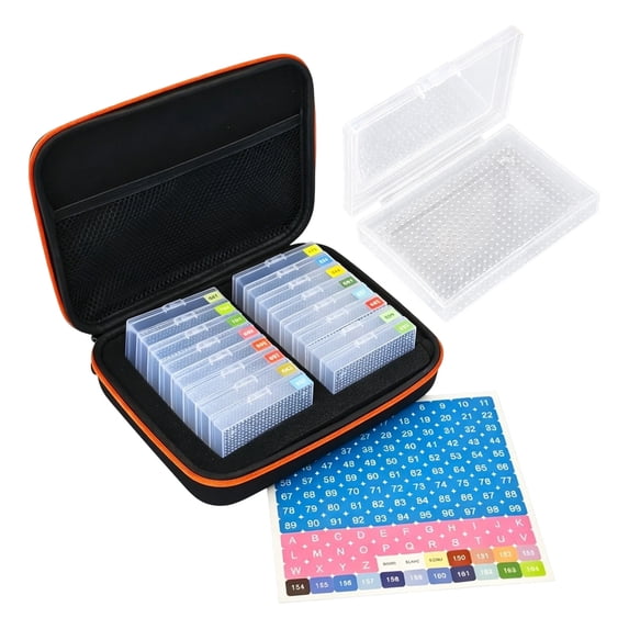 Portable Diamond Painting Organizer Kit – Professional Grade EVA Case, Keeps Diamond Art Accessories Sorted & Safe During Transport (Orange, 16Grids)