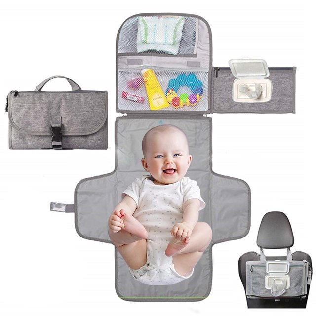 Portable Diaper Changing Pad for Newborn Girl & boy Baby Changing Pad with Smart Wipes Pocket
