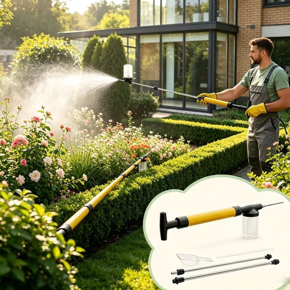 Portable Diatomaceous Earth Dispensing Duster, Handheld Diatomaceous Earth Powder Duster Applicator Sprayer with Dual Extension Rods for Home and Yard Use(Yellow)