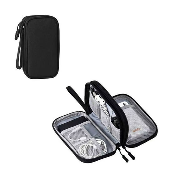 Portable Digital Accessory Storage Bag, Travel Organizer for Power Bank, Hard Drive, Phone, Data Cable, Compact Protection Case, Durable Fabric Design, Easy Access, Multi-Compartment Storage Solution