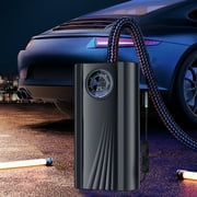 Portable Digital Car Air Compressor, Compact 12V Tire Inflator with Auto-Pressure Shut-Off, Quiet Metal Pump, Overheat Protection & Multi-Nozzle Kit