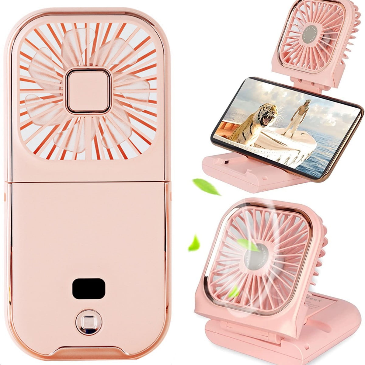 Portable Digital Display Personal Handheld Fan Foldable, Mini Quiet USB