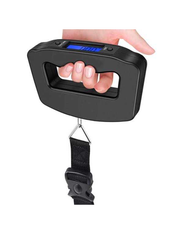 Portable Digital Hanging Luggage Scale for Travel, 50kg Suitcase Weight Scale with Backlit LCD 110lb Capacity, g/kg/oz/lb Units, Overload Alert