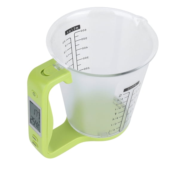 Portable Digital Kitchen Scale and Electronic Measuring Cup with High Accuracy LCD Display Dual Units Multi Functional 1000g Capacity Food Scale for Cooking Baking Light Green