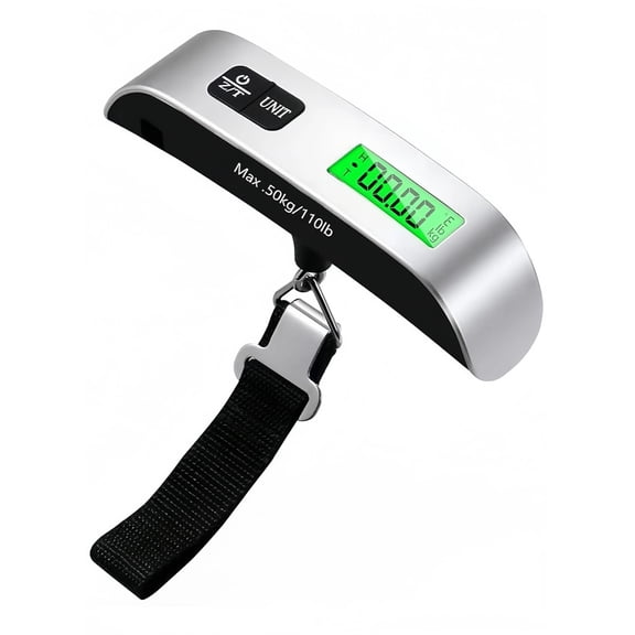 Portable Digital Luggage Scale 110 lb / 50 kg Capacity, High Precision 0.01 kg, Handheld Travel Baggage Weight Scale with Backlit LCD, Unit Conversion kg/lb, Tare Function