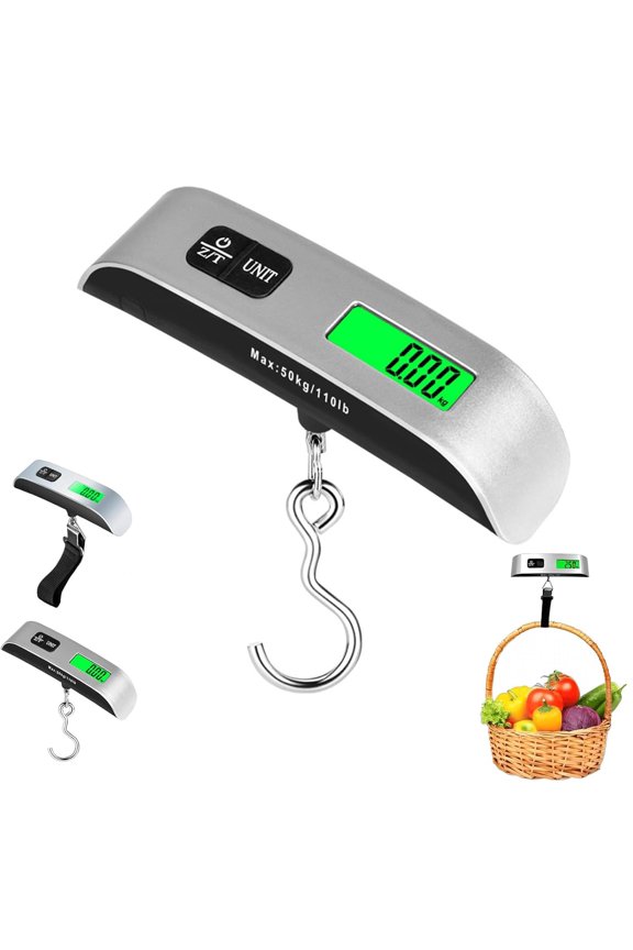 Portable Digital Luggage Scale Accurate Weighing, Luggage Weight Scale with Hook for Travel, Portable Suitcase Weighing Scales with Backlit LCD Display, for Luggages, Backpacks, Packages (Hook)