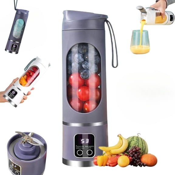Portable Digital Multimode Juicer Blender – Smart LED Display, 12‑Leaf Blade, 450ml USB Rechargeable for Smoothies & Shakes