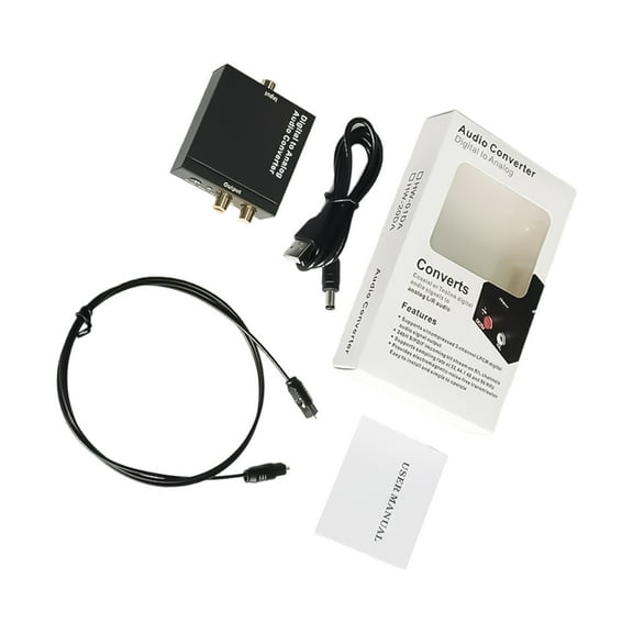 Portable Digital to Analog Converter Adapter for TVs, Computer, Game Consoles with Optical Cord and USB Power Wire