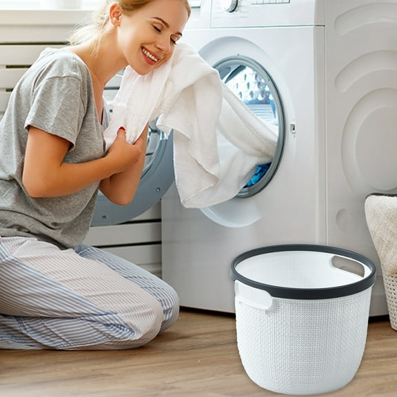 Portable Dirty Clothes Basket,Large Capacity Laundry Basket for Bathroom,Hollow Plastic Laundry Hamper,Easy to Carry,Space-Saving Design for Towels,Clothes,Bedding,Compact Organizer for Small Spaces