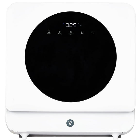 Portable Dishwasher Countertop, 6 Washing Programs Tabletop Dishwasher with 5 L Built-In Water Tank, Air-Dry Function, LED Display & Touch Control, Dual Spray Rinsing, Self Absorbing Water Dishwasher