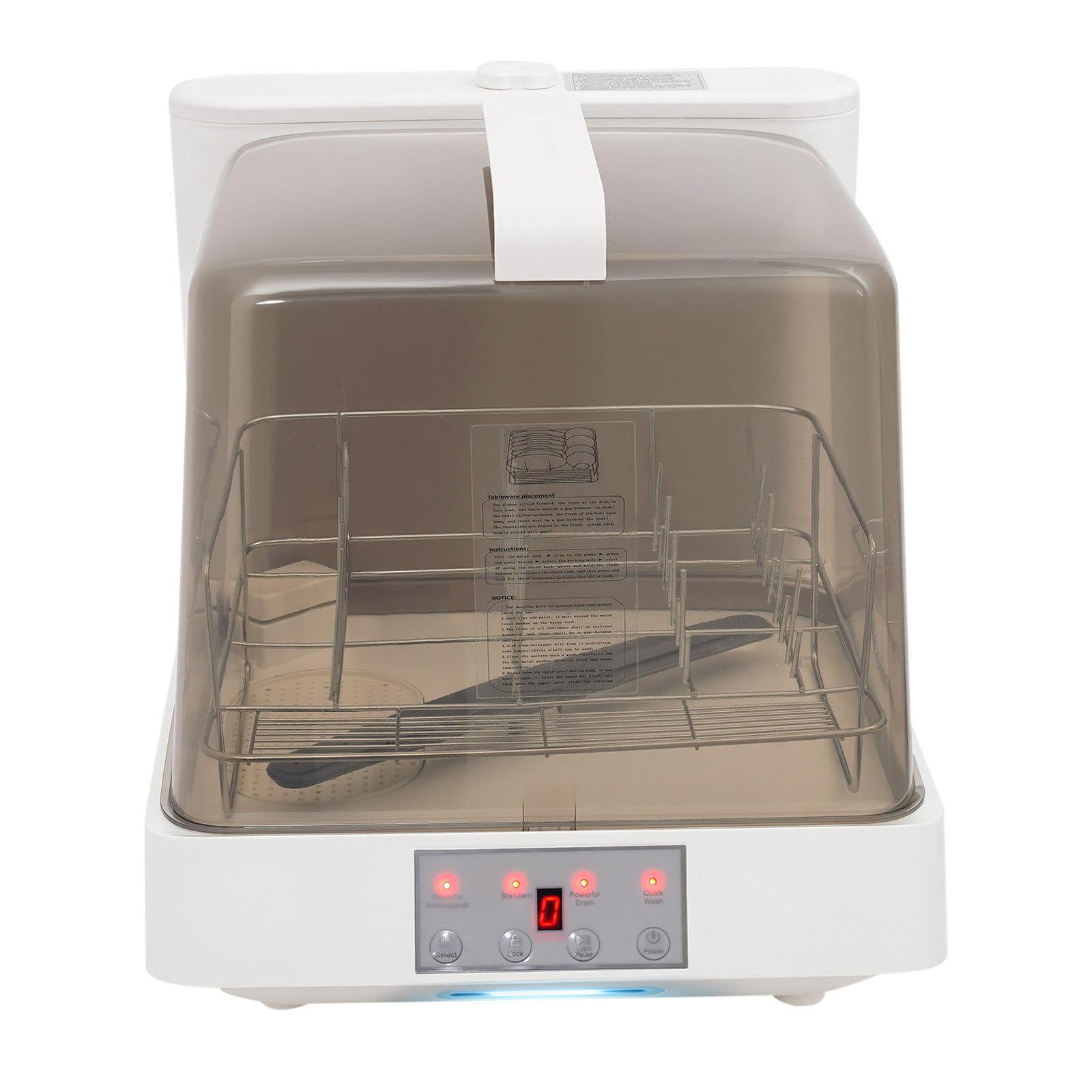Portable Dishwasher, Countertop Dishwasher with See-Through Window, 1.59 Gal Water Tank, 360° Rotating Spray, 110V Home Kitchen