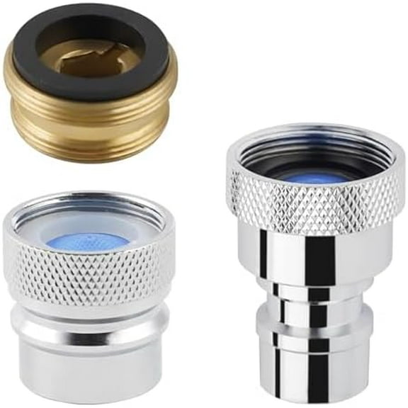 Portable Dishwasher Faucet Adapter 2PCS, Brass Kitchen Sink Faucet Adapter Connection for Dishwasher, 55/64-27" Female Thread with 15/16-27" Male Adapter, Can Be Used As Faucet Aerator, Chrome
