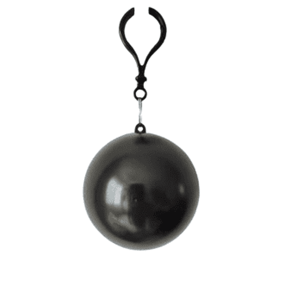 Portable Disposable Emergency Rain Poncho with Keychain Ball Case - Black