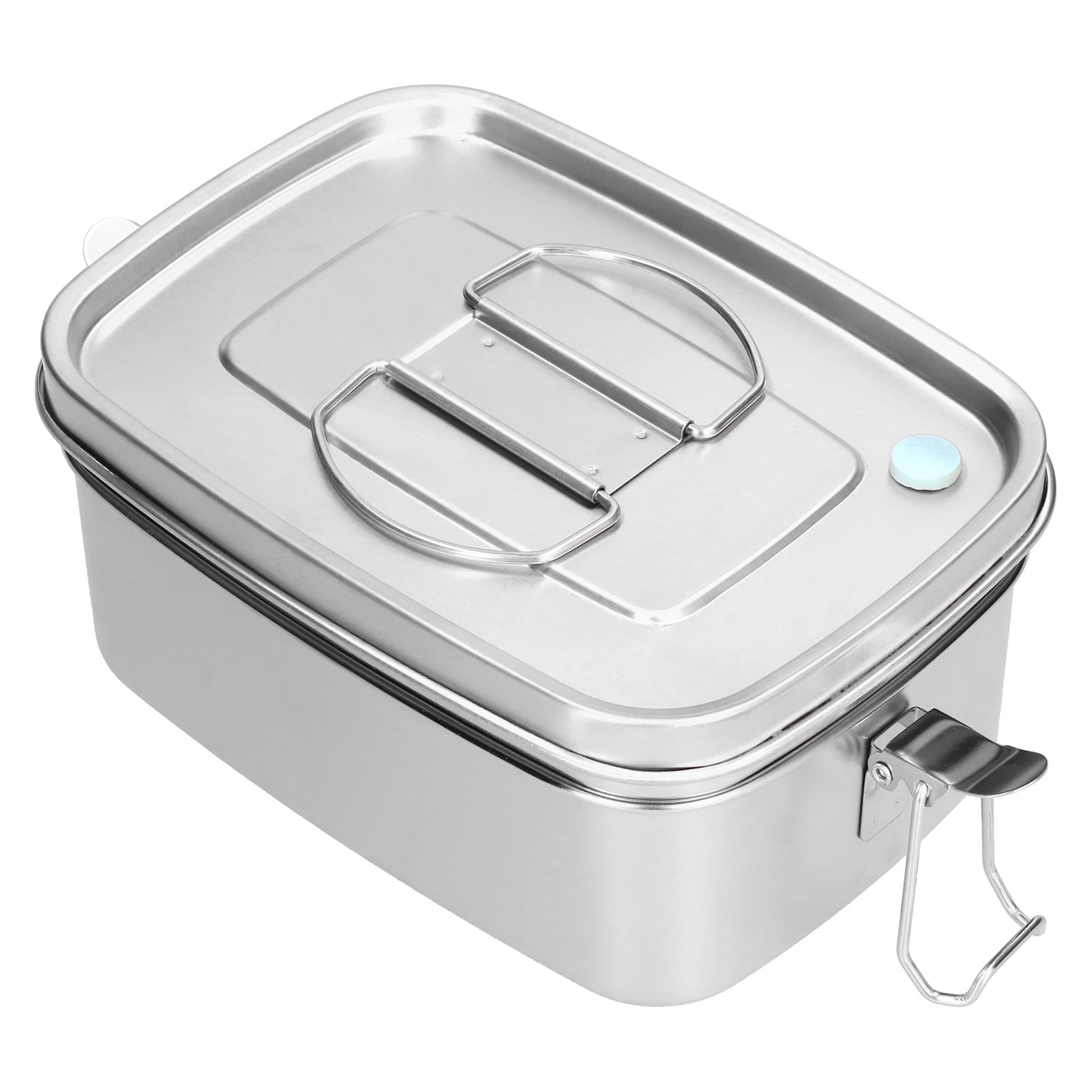 Portable Divided Stainless Steel 2 Compartments bento lunch box with Lock Clips Design, Metal Lunch Box Containers,Dishwasher Safe Leak Proof for Home Office[Silver]