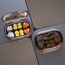 Portable Divided Storage Box with 6 Compartments | Clear Transparent Organizer with Secure Lids | 10x7x2.4cm Mini Plastic Container for Vitamins & Small Items