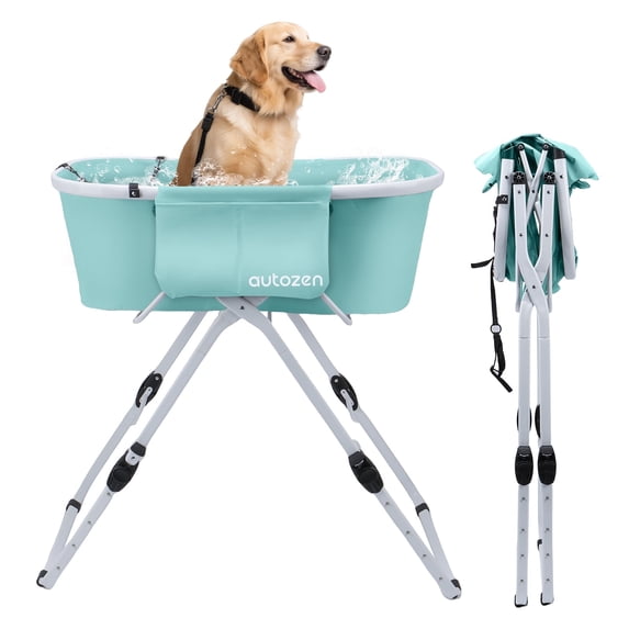 Portable Dog Bathtub, Elevated & Foldable Space-Saving Pet Shower Station with Efficient Drainage, Bathing Tub for Washing & Grooming Small/Medium Size Dogs and Cats Indoor & Outdoor