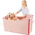 thumbnail image 1 of Portable Dog Bathtub for Large Dogs - 48.4Gal Foldable Pet Wash Station with Drain Plug, Insulated & Non-Slip Design for Indoor/Outdoor Bathing, Grooming, Camping（Pink）, 1 of 11