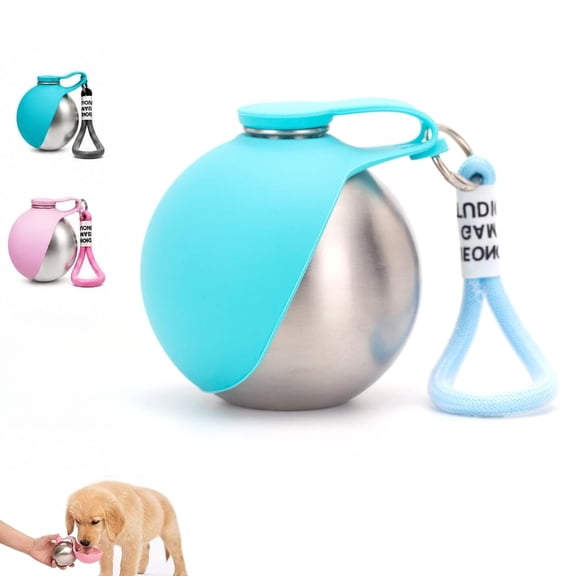 Portable Dog Bowl And Bottle, 2-in-1 Portable Dog Water Bottle, Stainless Steel Foldable Bowl