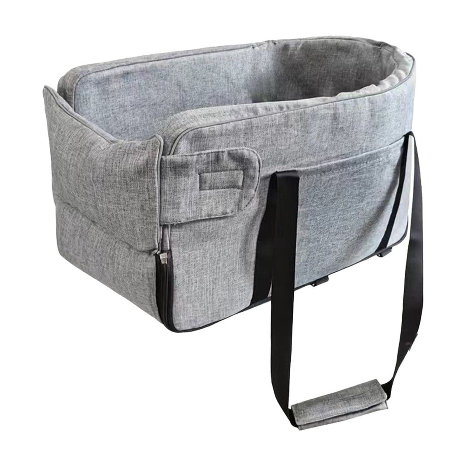 Portable Dog Car Seat for Small Dogs - Pet Booster Seat with Adjustable Straps, Washable Cushion & Storage Pocket - Center Console Puppy Car Seat for Travel