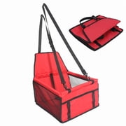 Portable Dog Car Seat - Waterproof, Foldable Booster Seat for Small to Medium Dogs Cats with Safety Leash, Red