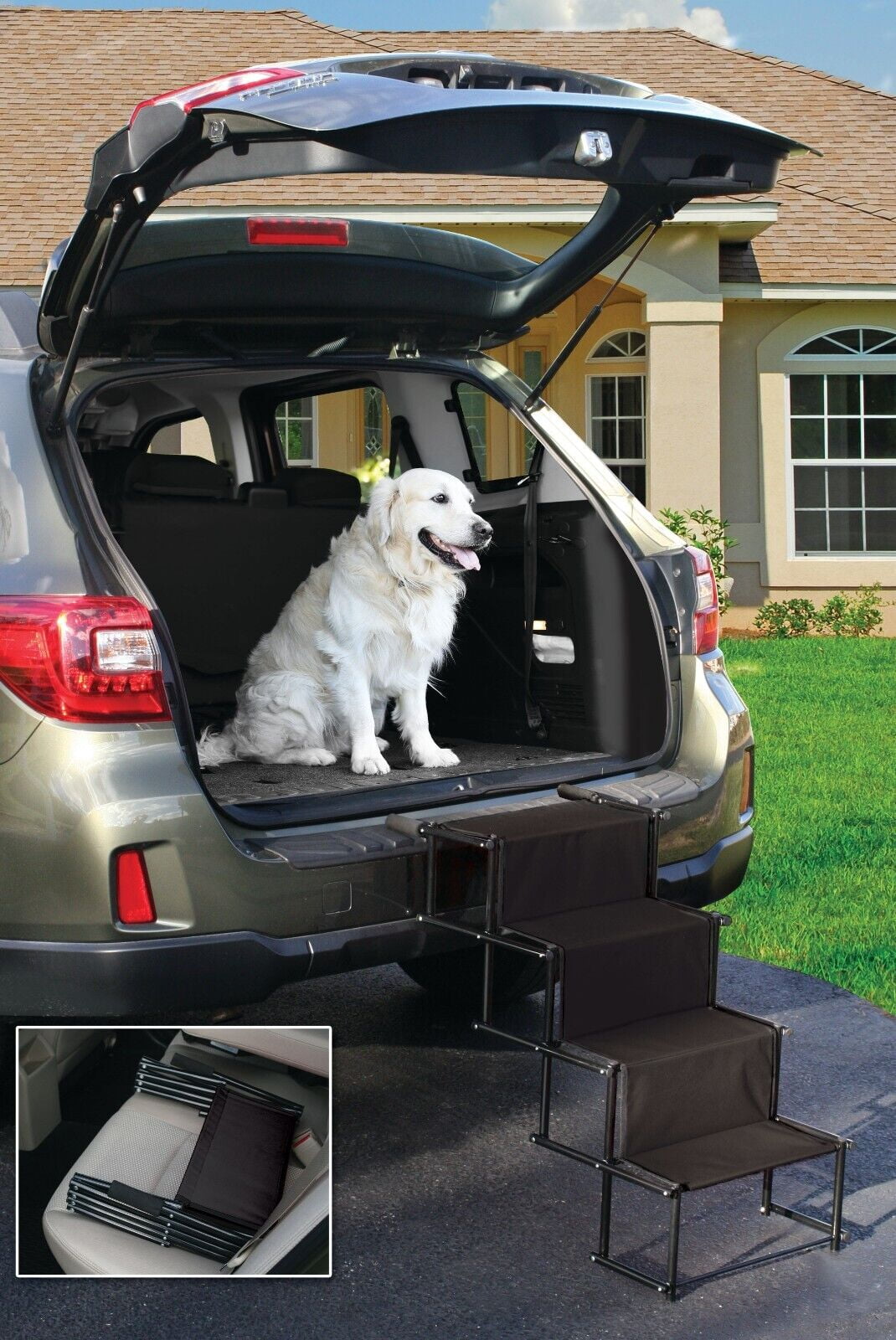 Portable Dog Car Step Stairs, Folding Dog Ramp for Dogs, Aluminum Frame Pet  Stairs for Indoor Outdoor Use, Accordion Lightweight Auto Small/Medium Pet