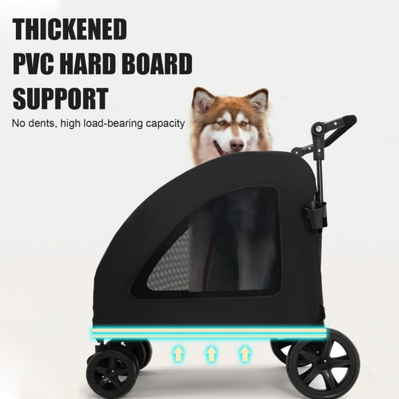 Portable Dog & Cat Stroller with Foldable Frame and Adjustable Handle - Heavy-Duty Pet Cart for Pets Up to 220 lbs, Great for Travel & Shopping