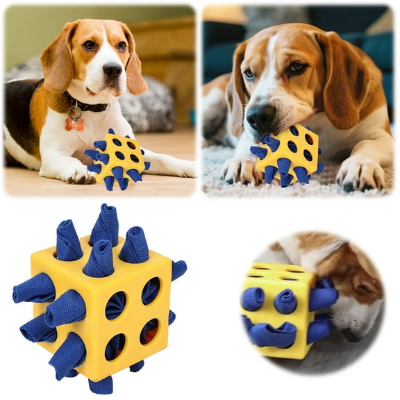 Portable Dog Enrichment Cube, Scent Puzzle and Treat Toy for Small and Medium Dogs, Chew-Resistant Snuffle Mat Alternative, Machine Washable Interactive Game