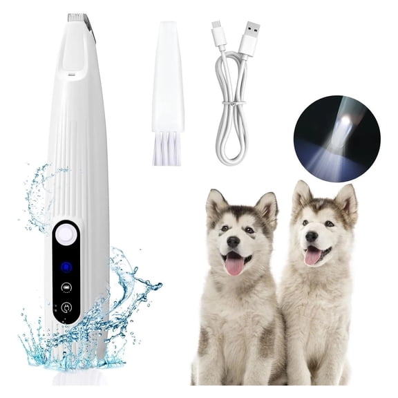 Portable Dog Paw Trimmer with LED Light Waterproof Electric Pet Hair Clipper Low Noise ,Cordless Using