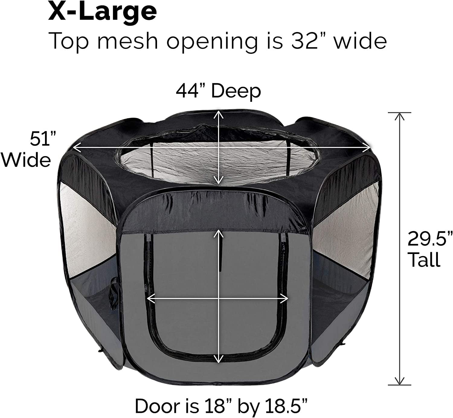 Portable Dog Playpen Cat Tent, Foldable Indoor Outdoor Pet Playground - Extra Large Gray